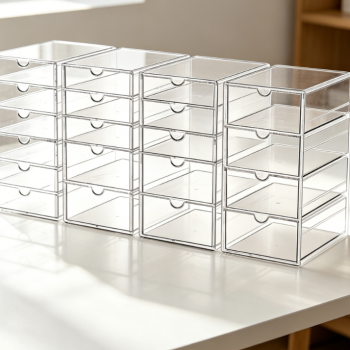 4 Sets 20-Grid Acrylic Dustproof Drawer Organizer, Multi-Layer Desktop Storage Box for Makeup Jewelry Stationery Home Bathroom Bedroom Countertop