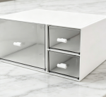 White 3-Grid Stackable Desktop Drawer Organizer, Space-Saving Storage Drawer for Office Sundries Makeup Bathroom Daily Accessories
