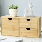3-Drawer Bamboo Tabletop Storage Box, Multifunctional Desktop Organizer for Bills, Home Office & Countertop Daily Supplies