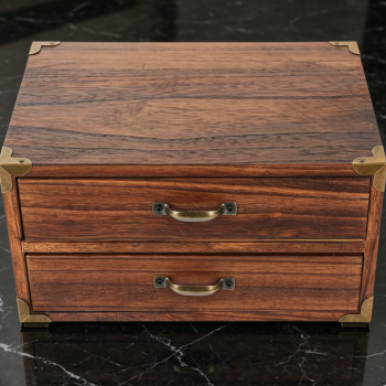 Vintage 2-Drawer Wooden Desktop Storage Cabinet, Multipurpos Small Storage Chest for Makeup Jewelry Files Paper Home Office Use