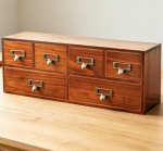 Retro Brown 6-Drawer Slim Wooden Desktop Organizer, Classic Tabletop Storage Cabinet for Office Study Desk Daily Item Arrangement