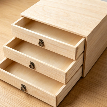 3-Drawer Vintage Rustic Solid Wood Desktop Organizer, Tabletop Storage Box for Office Accessories Household Sundries & Home Decor