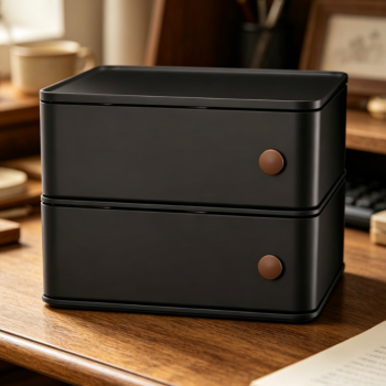 Men Stylish Black Multifunctional Desktop Storage Box, Aesthetic Square Organizer for Gaming Desk Workstation Bathroom Household Storage