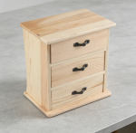 Unfinished 3-Drawer Wooden Desktop Chest with Handle, Small Wood Storage Cabinet for Office Jewelry Crafts Home Ornaments