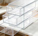 3-Drawer Transparent Acrylic Desktop Organizer Box, Clear Tabletop Storage Case for Jewelry Hair Clips Stationery Office Goods Vanity Bathroom Closet Use