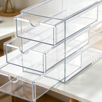 3-Drawer Transparent Acrylic Desktop Organizer Box, Clear Tabletop Storage Case for Jewelry Hair Clips Stationery Office Goods Vanity Bathroom Closet Use