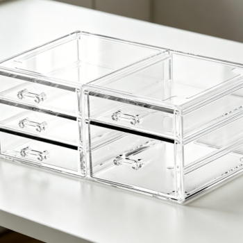 5-Drawer Clear Rectangular Plastic Desktop Storage Drawer, Single Pack Pull-out Design Makeup Craft Storage Cube Box for Home Office Desk Tidying