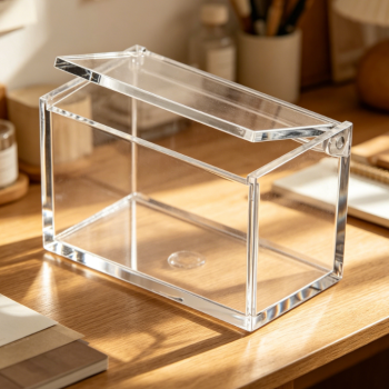 6 Pack Small Clear Acrylic Storage Box with Hinged Lid, Portable Transparent Organizer Case for Jewelry Cotton Puffs Crafts Desk Makeup Supplies