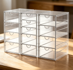 13-Drawer Clear Acrylic Desktop Storage Organizer, Multifunctional Drawer Type Storage Cube Box for Office Supplies Cosmetics Bathroom Household Sorting