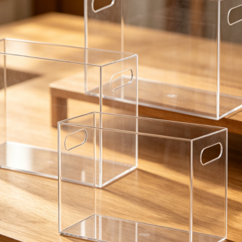 3 Pack Clear Acrylic File Storage Box with Handle, Letter Size Transparent Hanging Folder Organizer Holder for Office Home School Document Arrangement