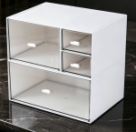 White 4-Drawer Desktop Storage Organizer, Multifunctional Cosmetic Makeup Organizer Box for Lipstick Nail Polish Jewelry Skincare Bathroom Vanity Use